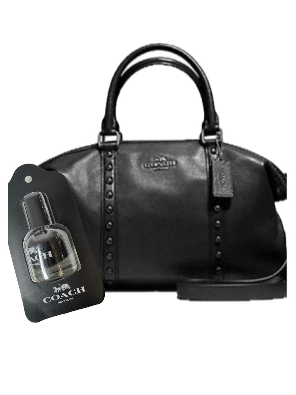 Coach Central Satchel Bag with Enamel Studded Rivets F57513 Black $495 NWT
